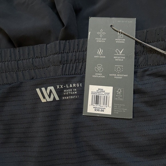 VRST Men's 7” Accelerate Run Shorts w Liner- Dark Ardosia Slate - 2XL -NWT - Picture 10 of 11